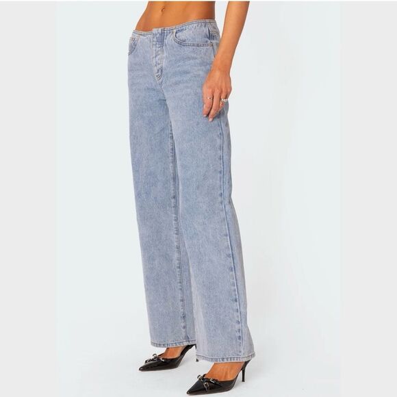 Relaxed Fit No Waistband Wide Leg Baggy Boyfriend Jeans XS / 2, size 25 NEW - Picture 4 of 9
